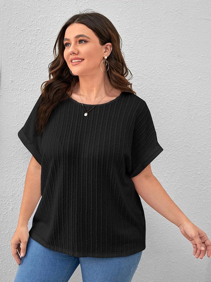 Zilcon Womens Dressy Casual Business Work Tops Summer Half Sleeve Shirts Boat Neck Jacquared Tshirts