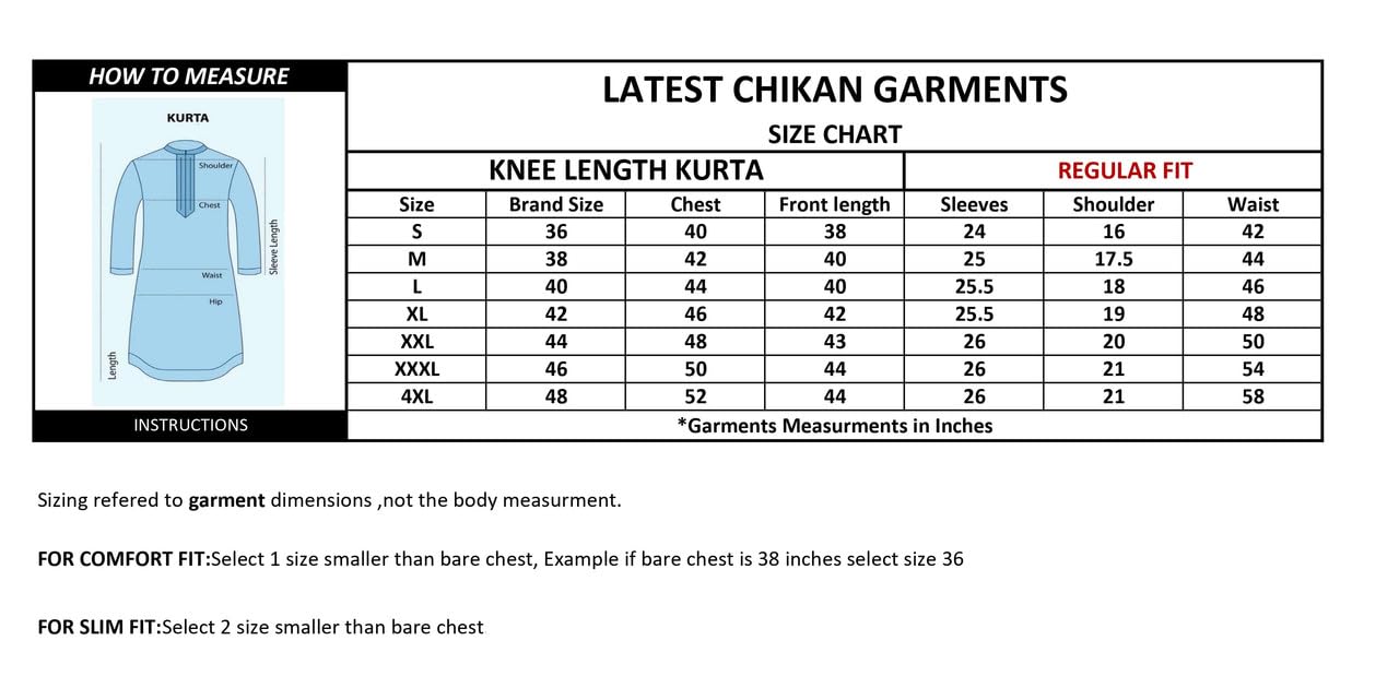 LATEST CHIKAN Men's Cotton Regular Kurta