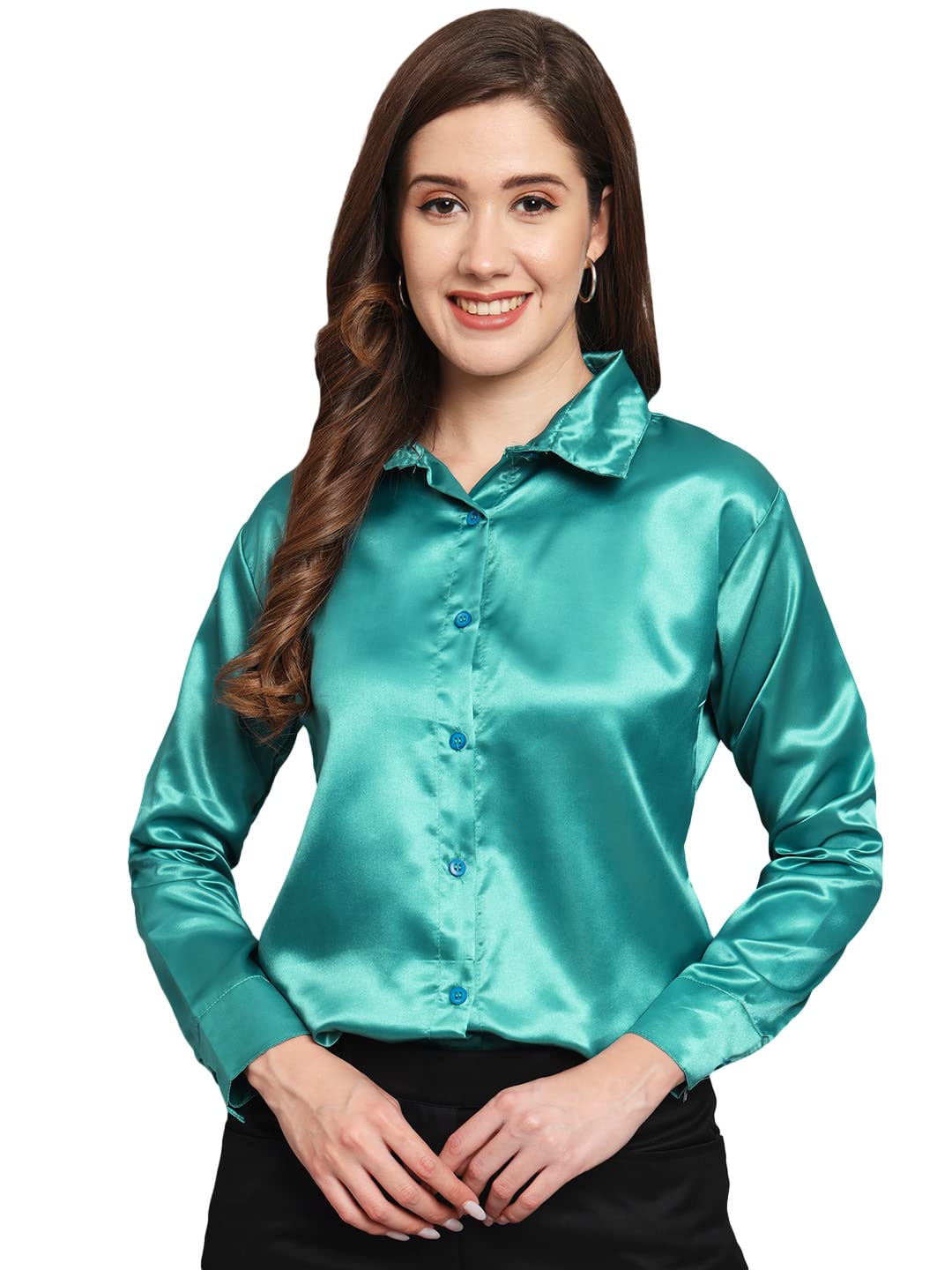 FUNDAY FASHION Women Solid Formal Satin Regular Fit Shirt