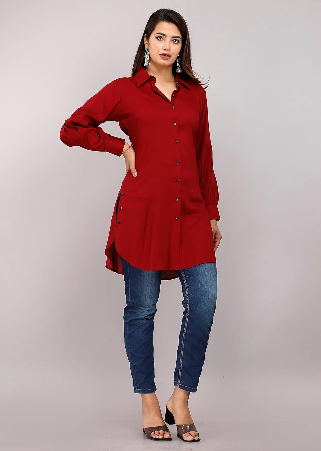 Myorica Women Regular Fit Spread Collar Casual Shirt