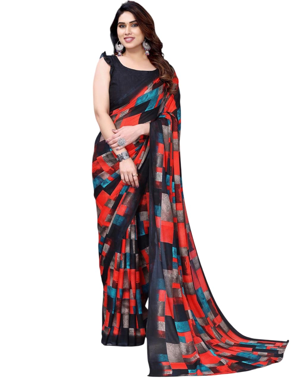 FASHION Women's Georgette Floral Printed Saree