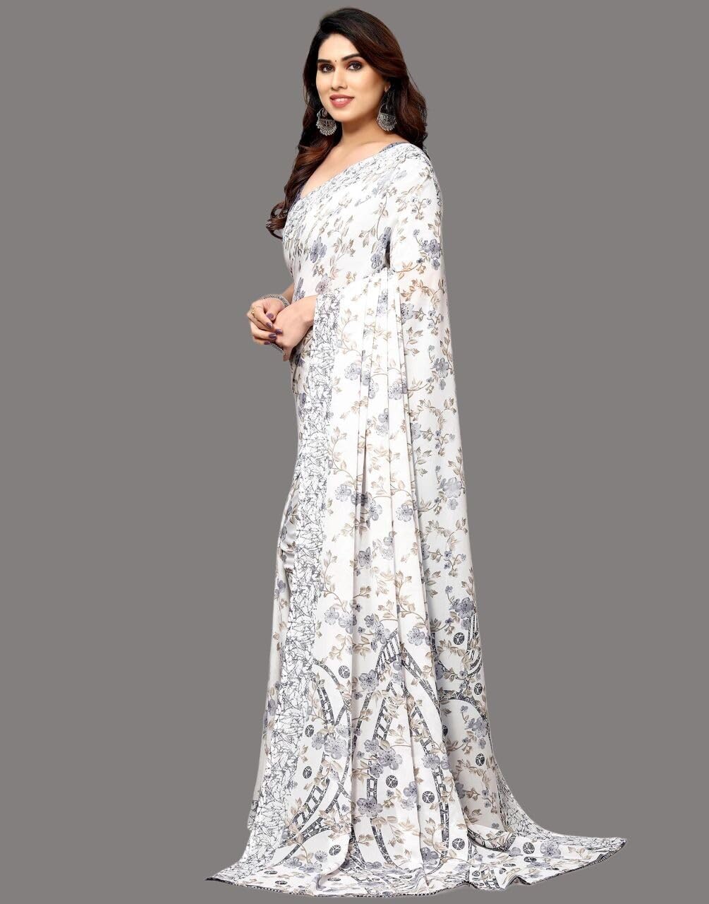 FASHION Women's Georgette Floral Printed Saree