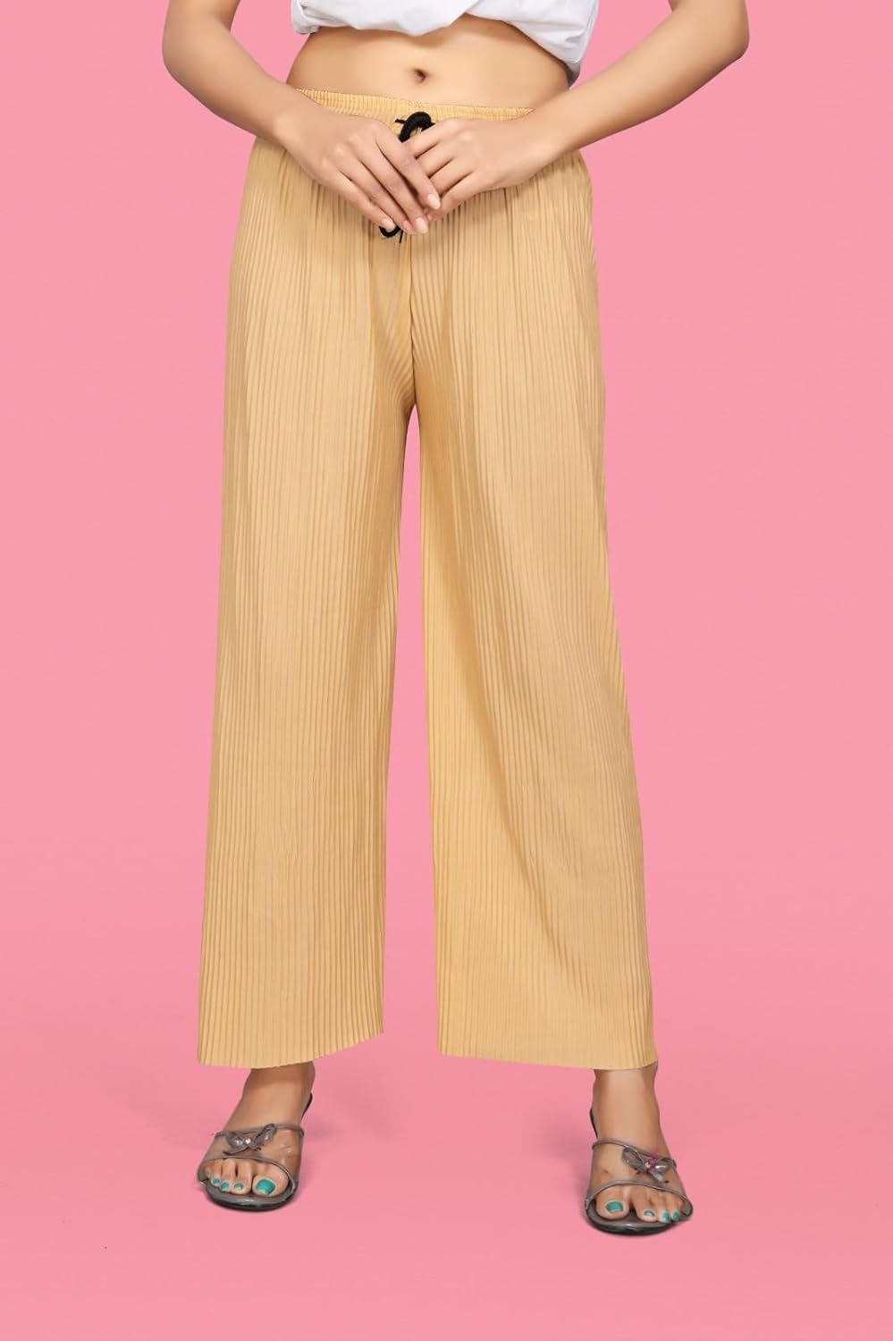 Qkenshit Women's Lycra Palazzo - Stretchable
