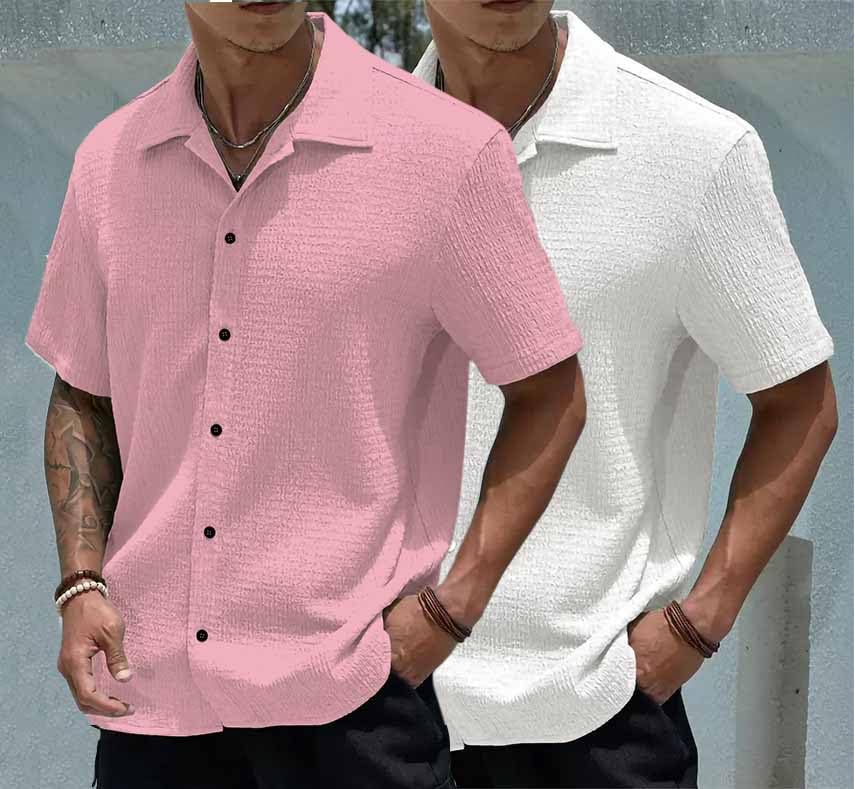 MiraMichi Men's Slim Fit Half Sleeve Polycotton Casual