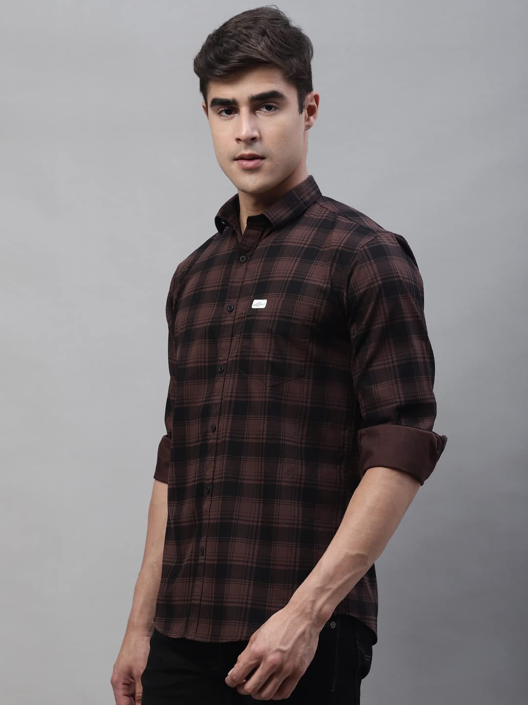 Majestic Man Cotton Checkered Slim Fit Casual Shirt