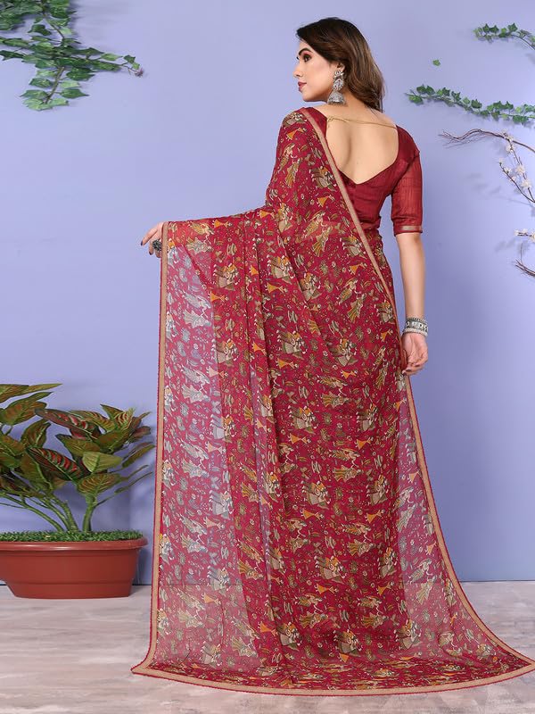 Women's Lace & Printed Chiffon Saree