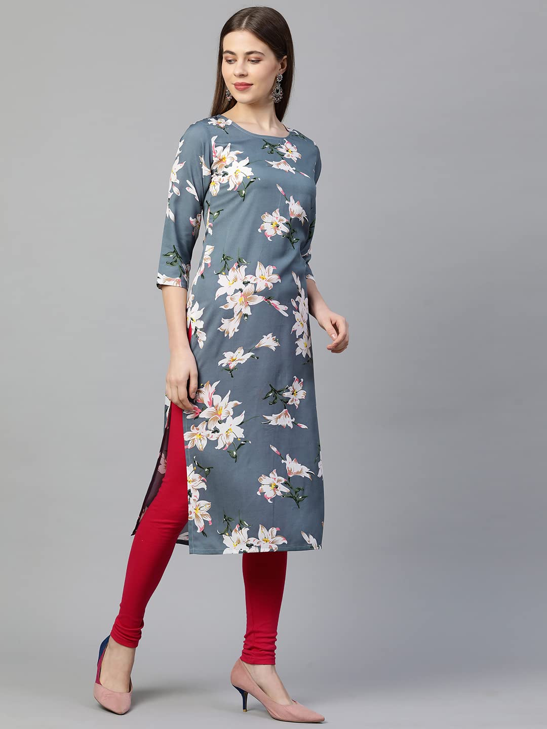 GoSriKi Women's Crepe Printed Straight Kurta