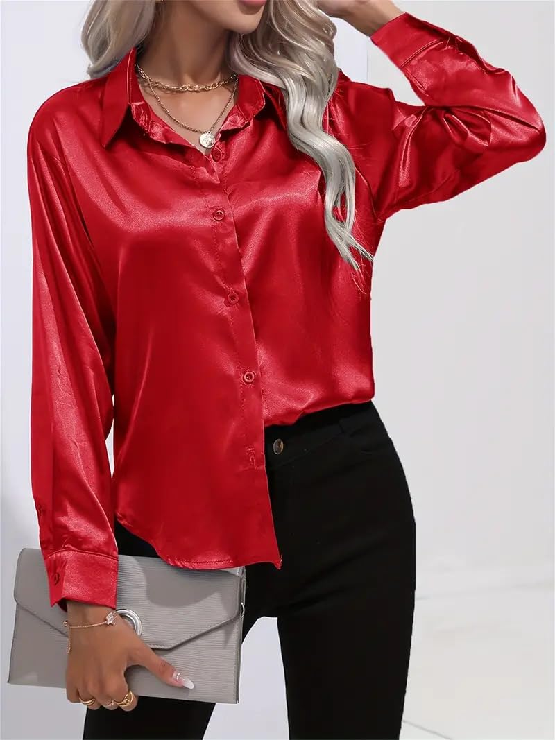 IndoPrimo Shirt for Women | Women Shirt | Shirt for Women | Full Sleeve Shirt for Women | Satin Shirt for Women | Western Shirt for Women Stylish | Shirt for Girls