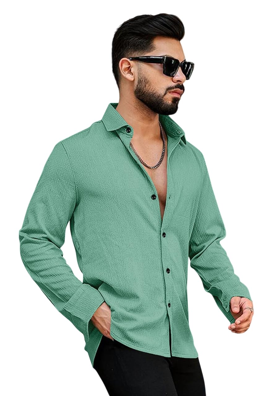 Men's Regular Fit Poly Popcorn Casual Shirt