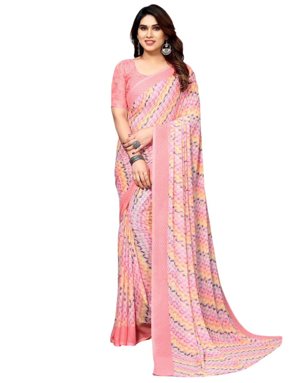 FASHION Women's Georgette Floral Printed Saree