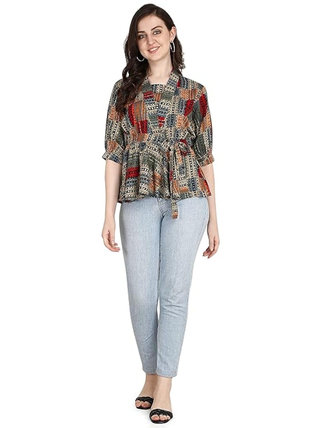 Leriya Fashion Women's Printed Regular Fit Top with Half Sleeves for Office Wear, Casual Wear, Under 399 Top for Women/Girls Top