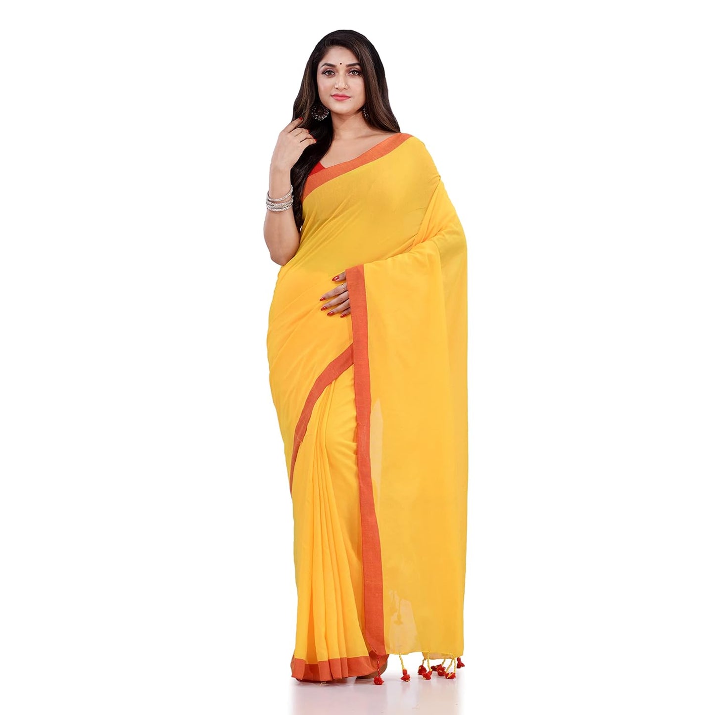 Women`s Handloom Pure Cotton Saree Without blouse