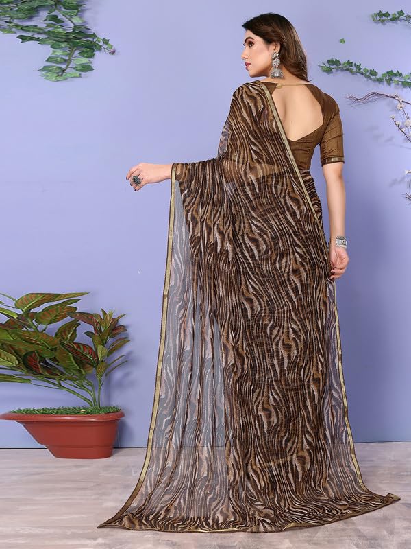 Women's Lace & Printed Chiffon Saree