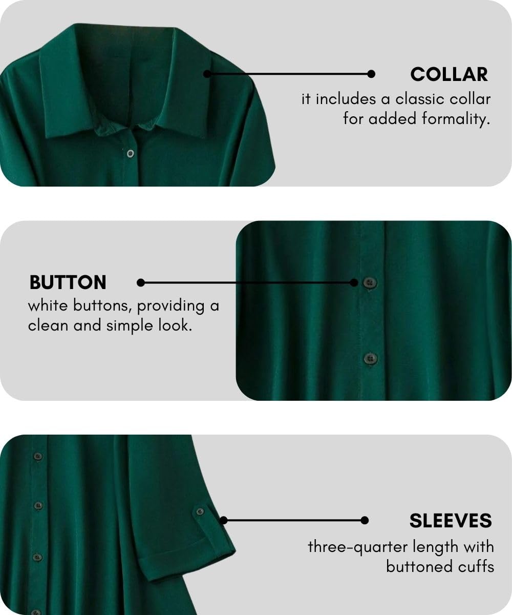 Leriya Fashion Women's Shirt Dress Knee Length Dress | Loose Fit | Button-Down | | 3/4 Sleeve | Summer Wear | Available in (Pack of 2 | Value Pack)