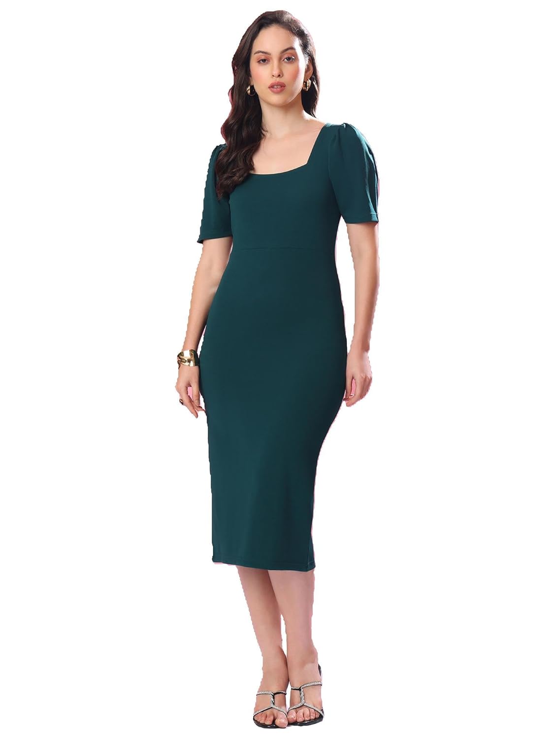 PURVAJA Women’s Bodycon Knee Length Dress (Bely-005-010)