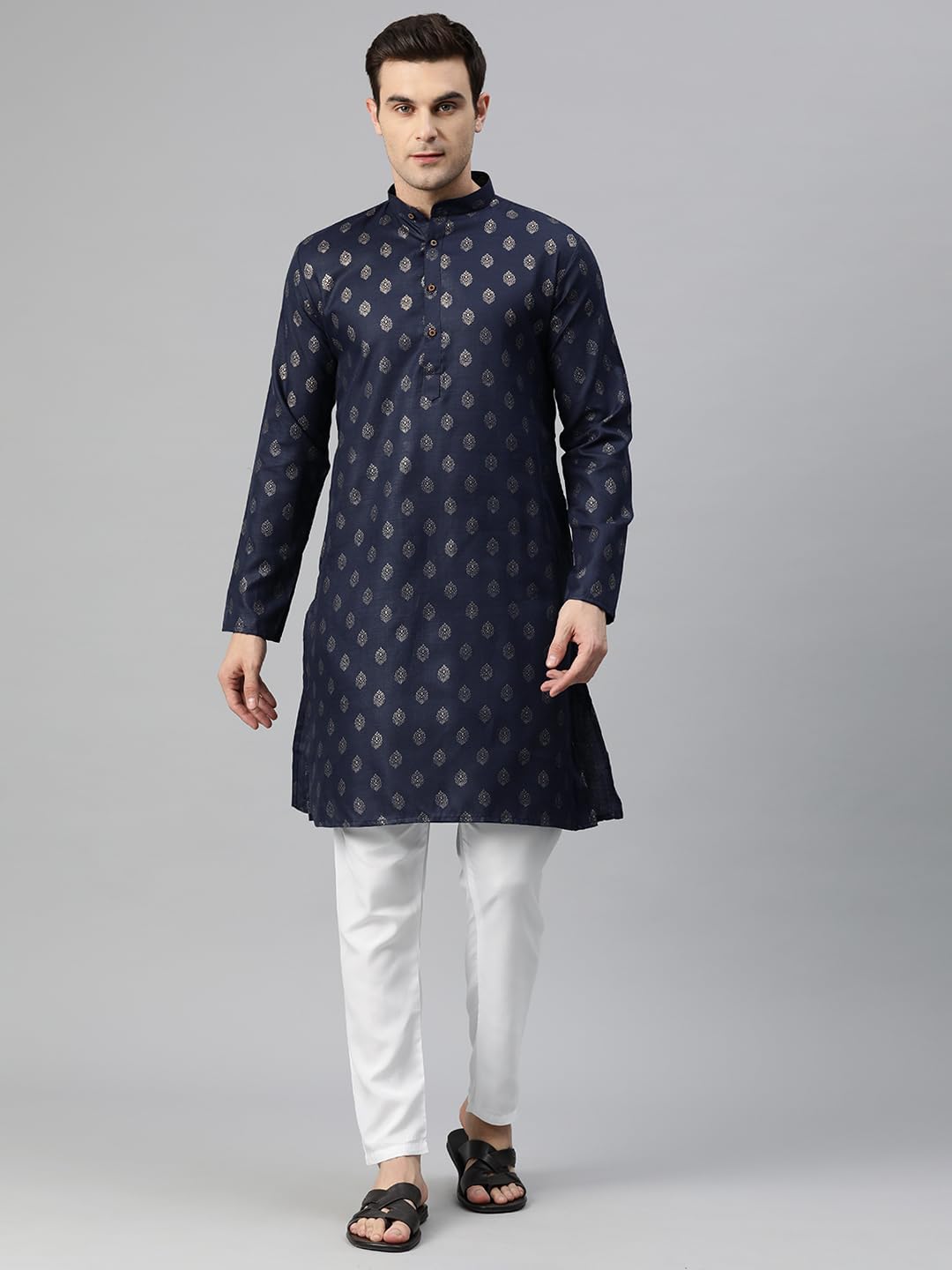 Luxrio Kurta for Men Cotton Blend Printed Regular Fit