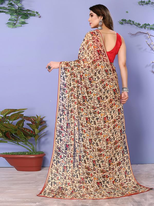 Women's Lace & Printed Chiffon Saree