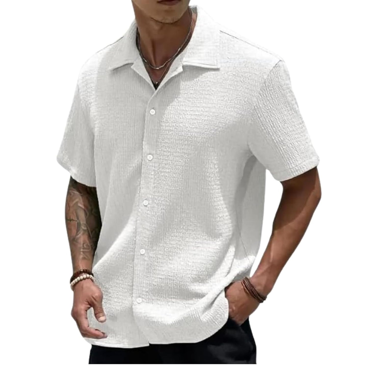 MiraMichi Men's Slim Fit Half Sleeve Polycotton Casual
