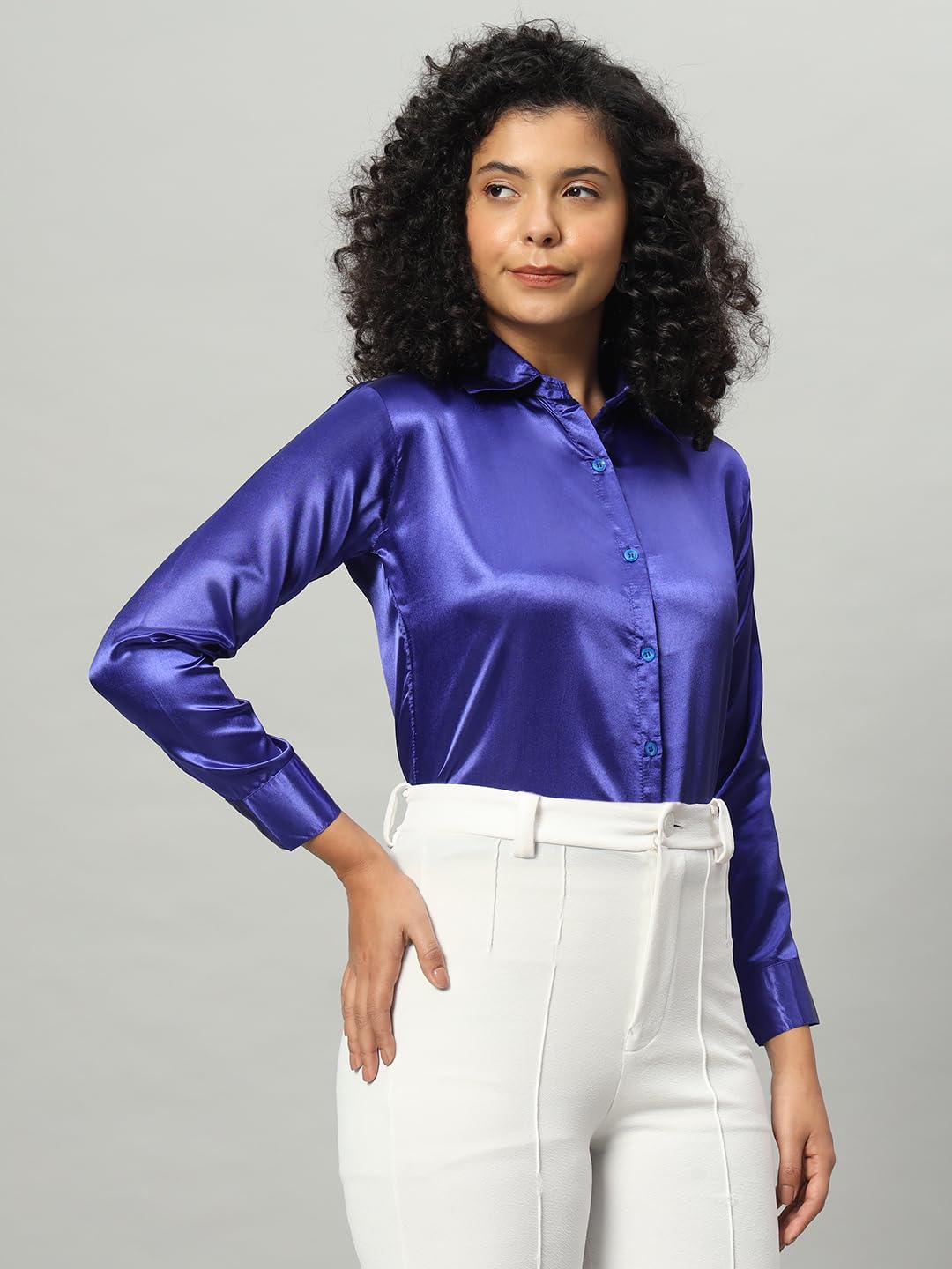 FUNDAY FASHION Women Solid Formal Satin Regular Fit Shirt