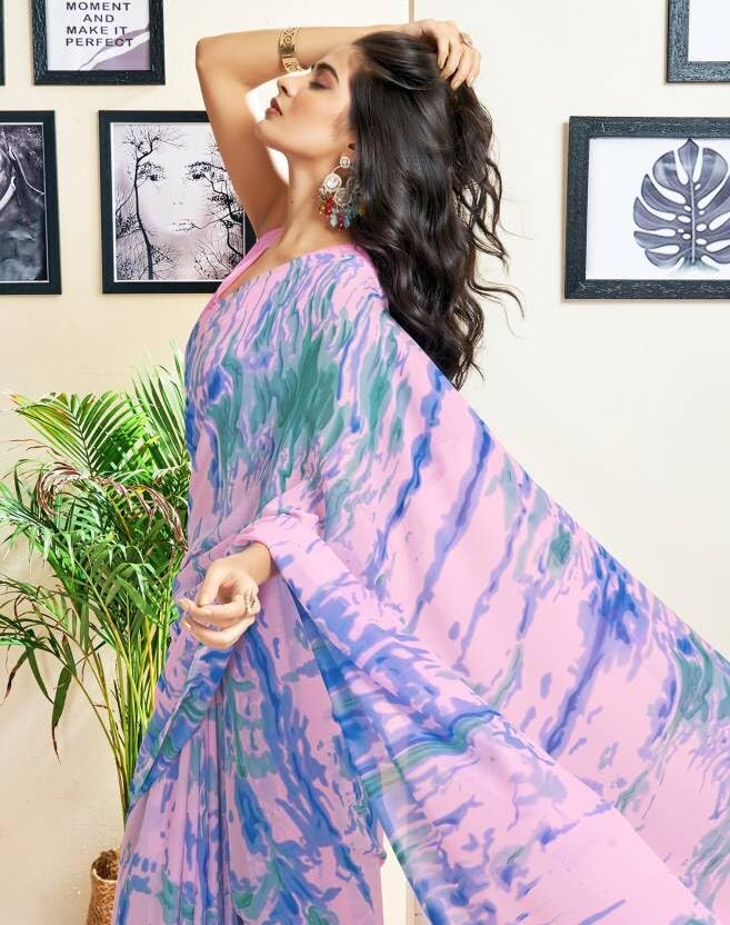 FASHION Women's Georgette Floral Printed Saree