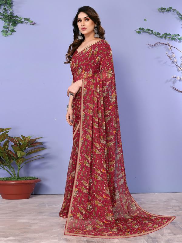 Women's Lace & Printed Chiffon Saree