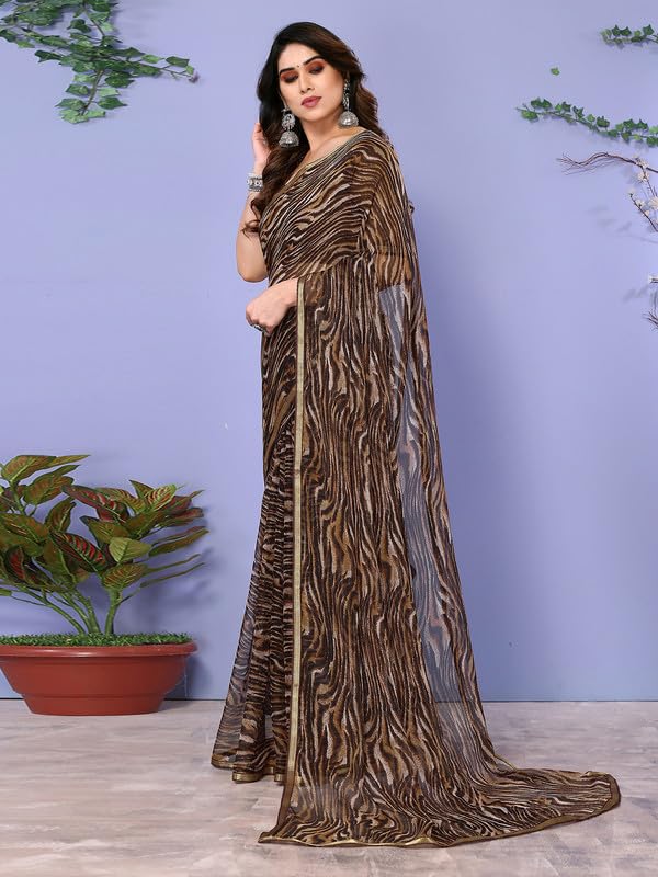 Women's Lace & Printed Chiffon Saree