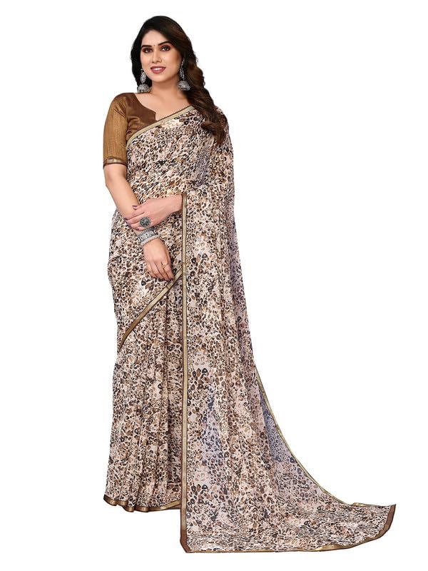 Women's Lace & Printed Chiffon Saree