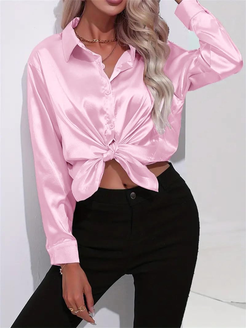 IndoPrimo Shirt for Women | Women Shirt | Shirt for Women | Full Sleeve Shirt for Women | Satin Shirt for Women | Western Shirt for Women Stylish | Shirt for Girls