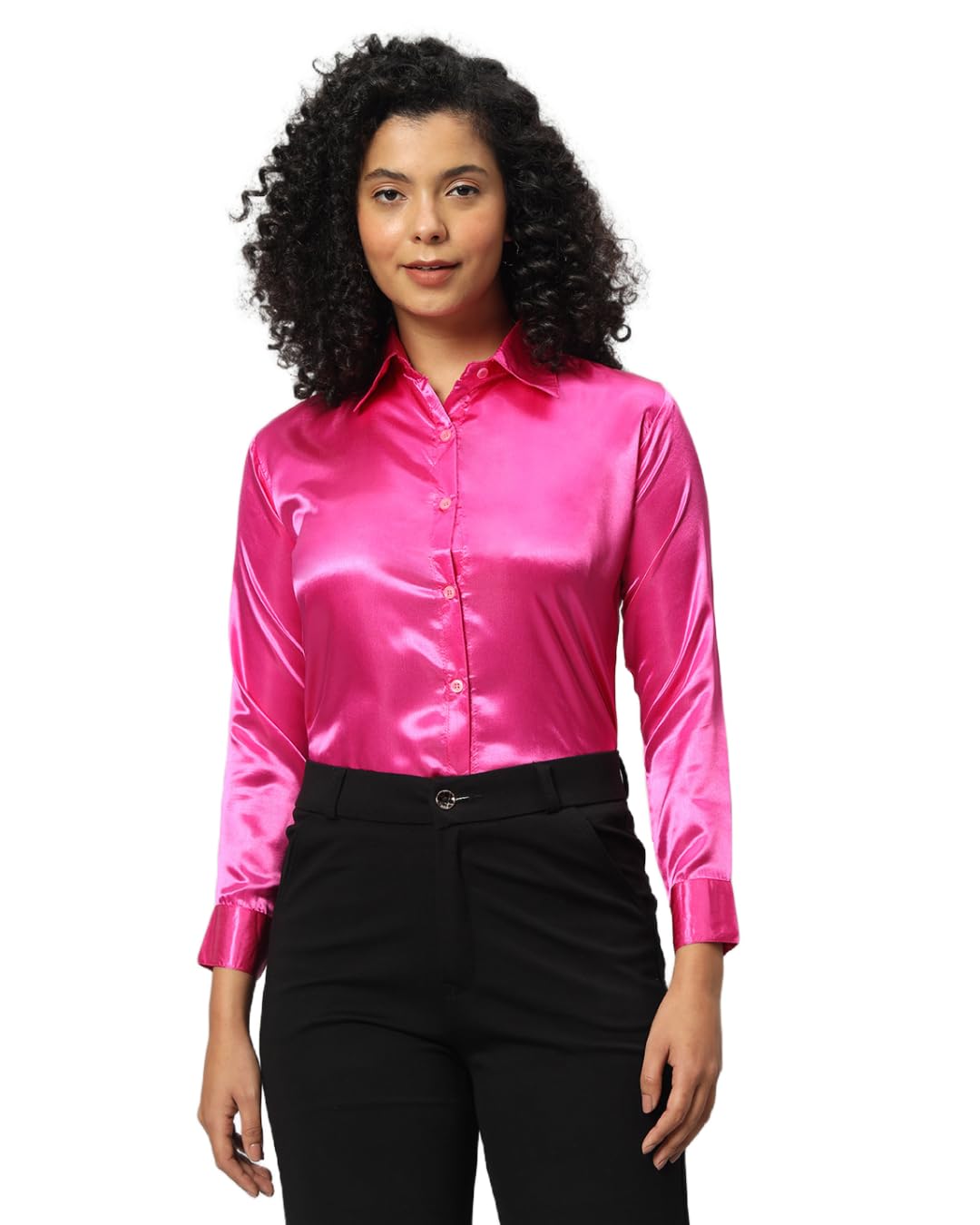 FUNDAY FASHION Women Solid Formal Satin Regular Fit Shirt