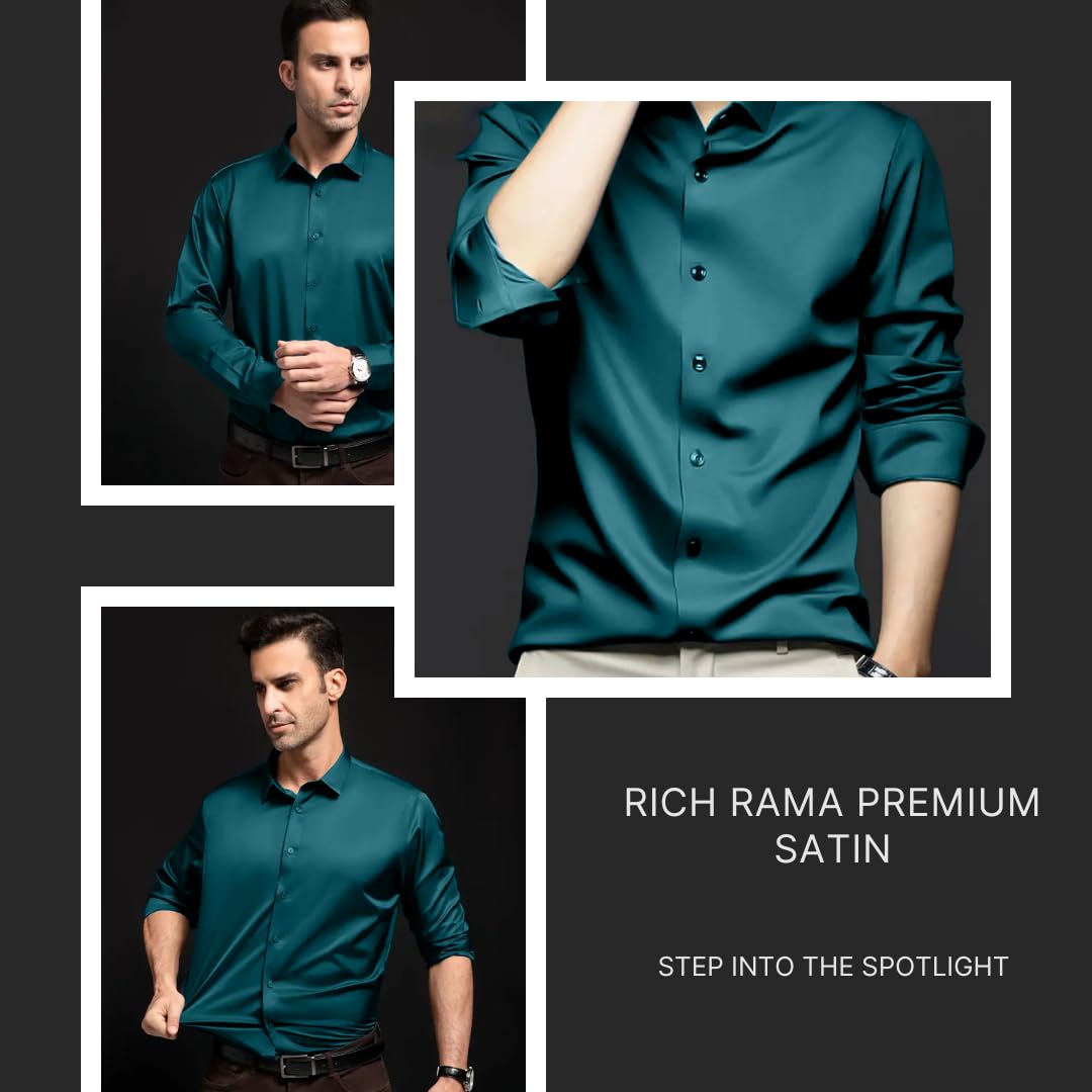 IndoPrimo Men's Stylish Solid Satin Casual Shirt