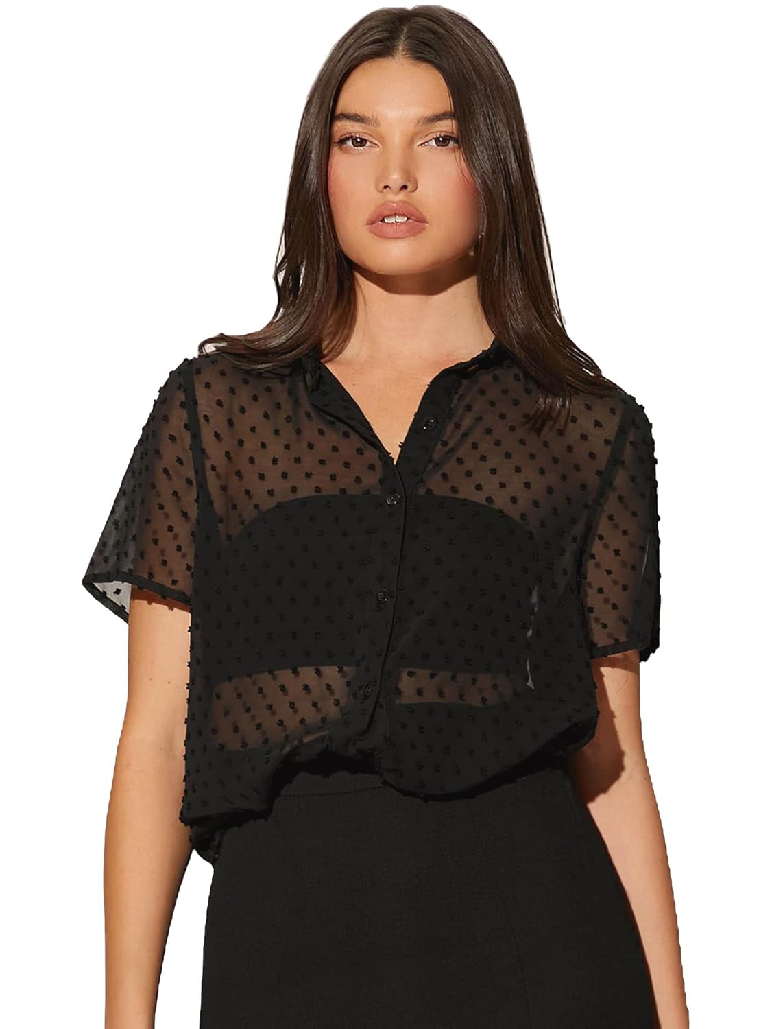 Aahwan Women's & Girls' Solid Semi-Sheer Oversized Fit Shirt