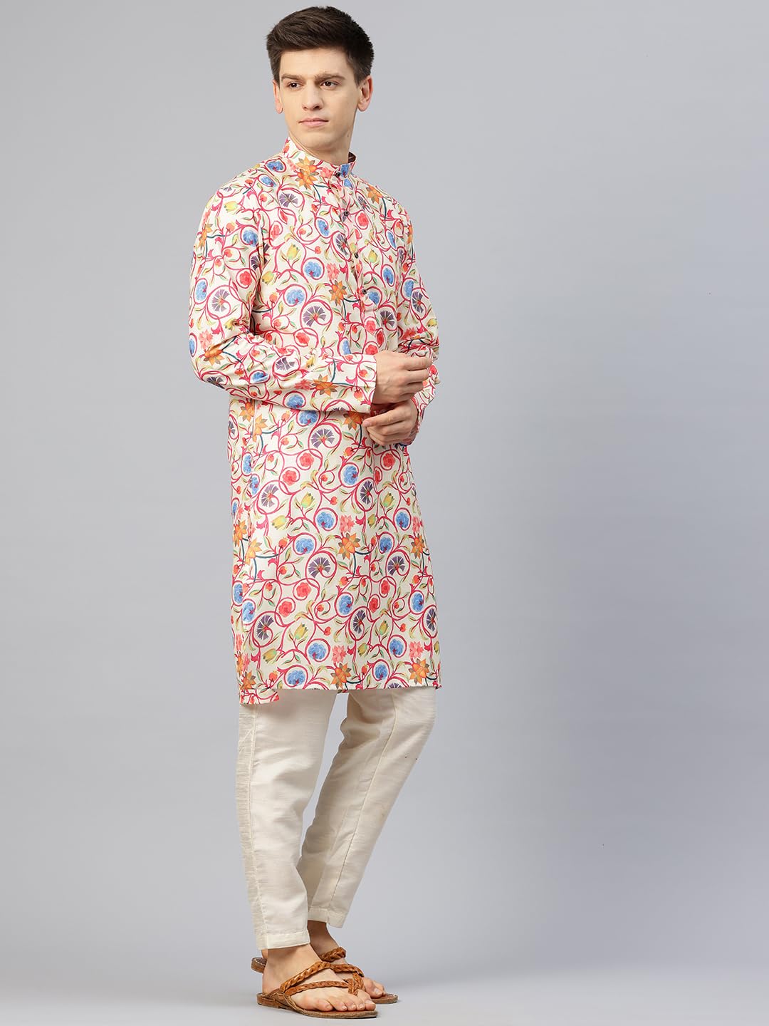 Luxrio Printed Kurta for Men Cotton Blend Linen Abstract