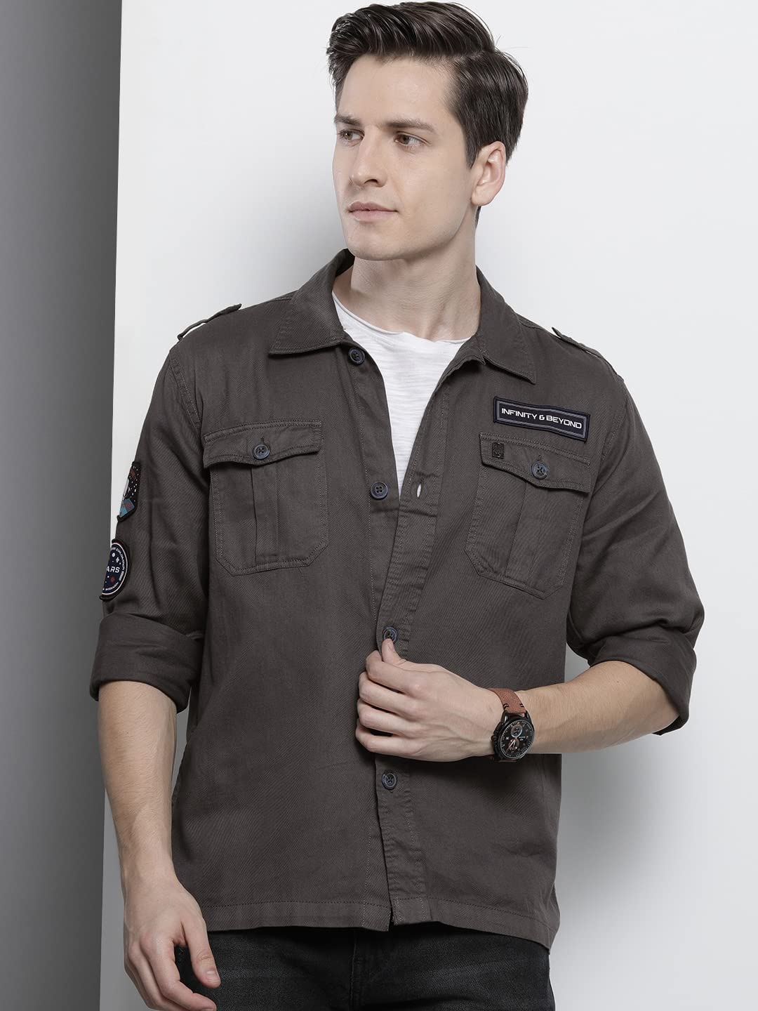 The Indian Garage Co Men's Cotton Slim Fit Solid
