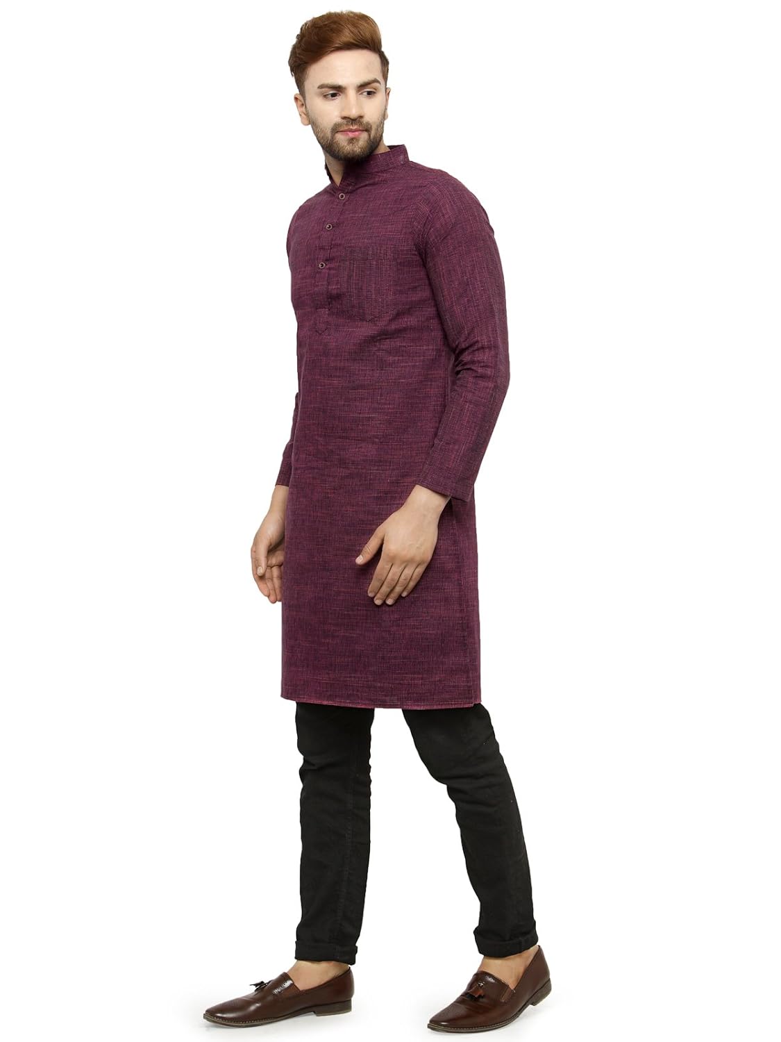 Enchanted Drapes Mens' Solid Cotton Long Kurta