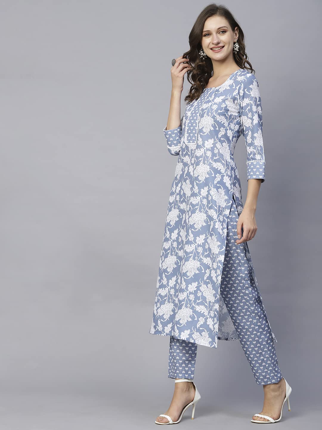 ANNI DESIGNER Women's Cotton Blend Kurta with Pant