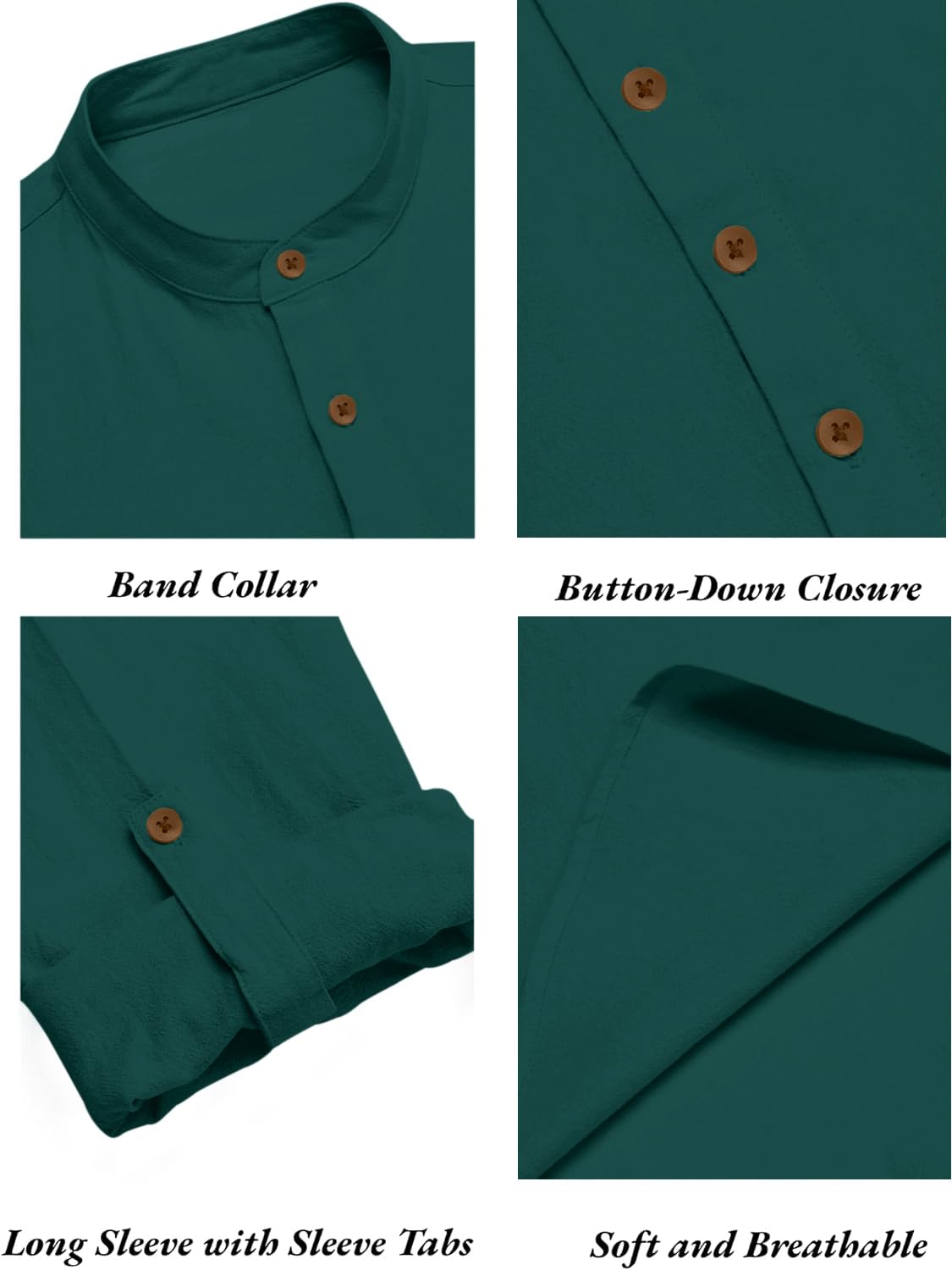 Zombom Men's Cotton Blend Mandarin Collar Self