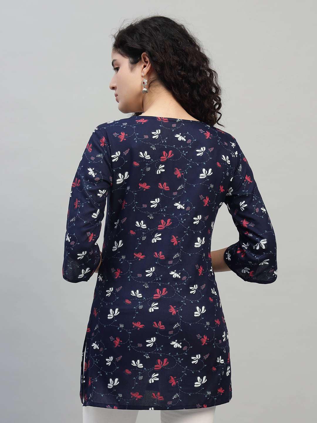 VEERSTOW Women's Cotton Short Kurti 3/4 Sleeve