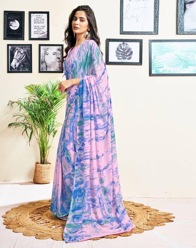 FASHION Women's Georgette Floral Printed Saree