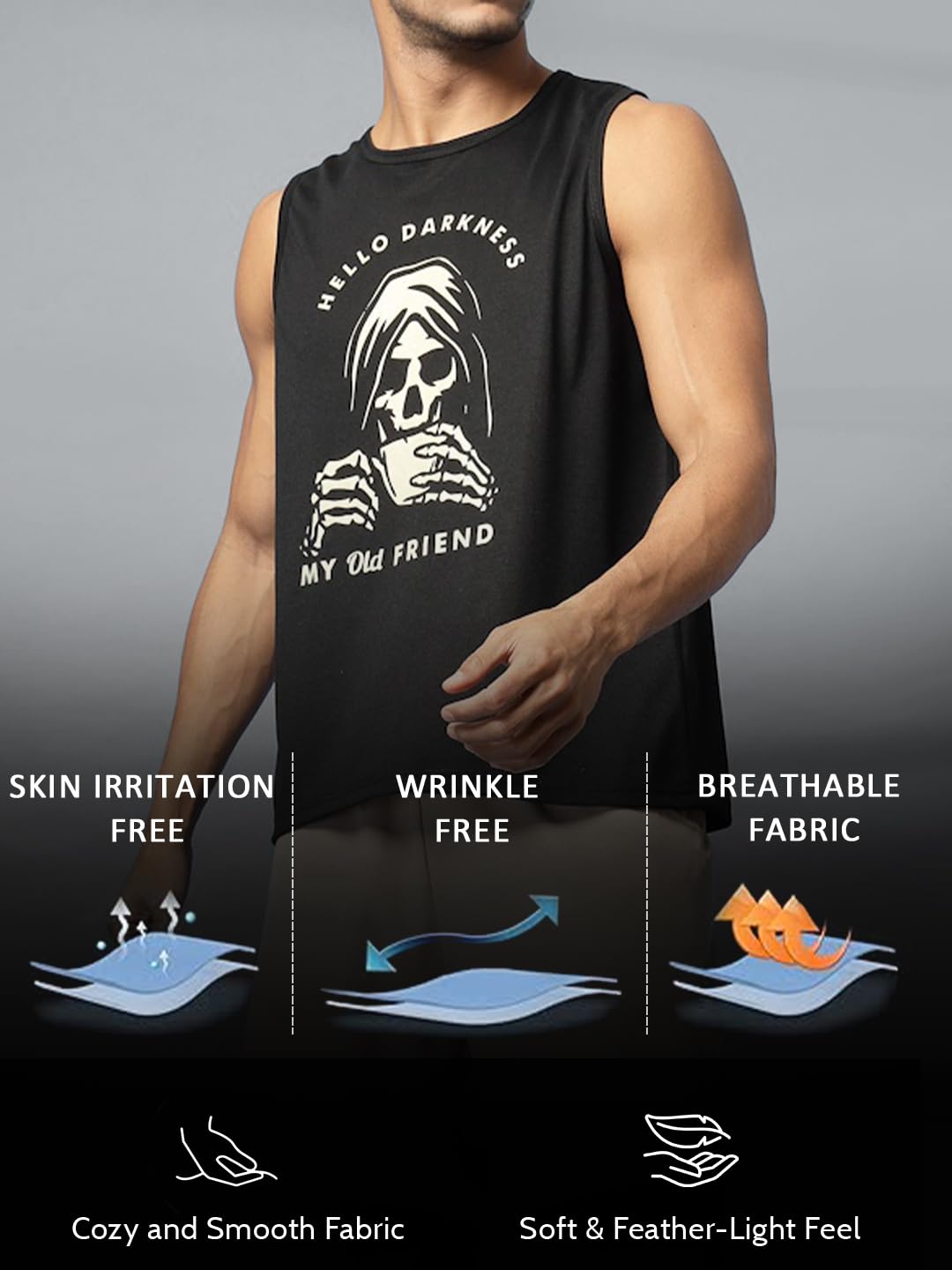 CHKOKKO Tank Tops Sleeveless T-Shirt for Men Cotton