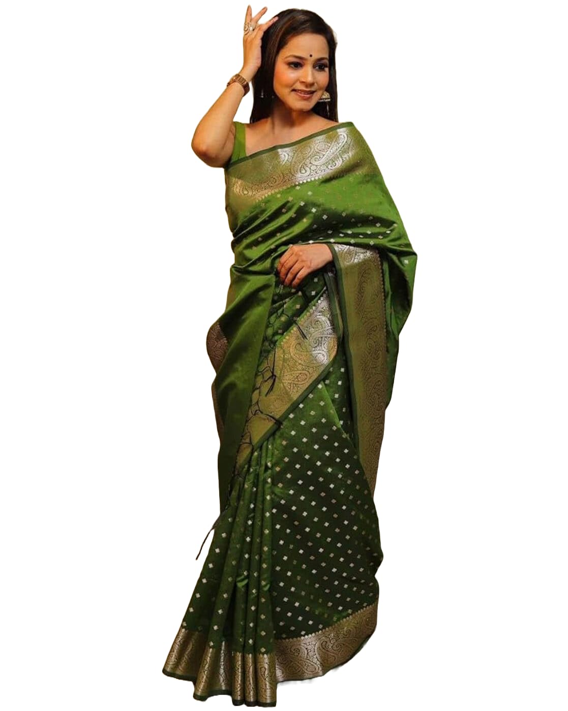 Women's Cotton Silk Woven Saree with Blouse Material