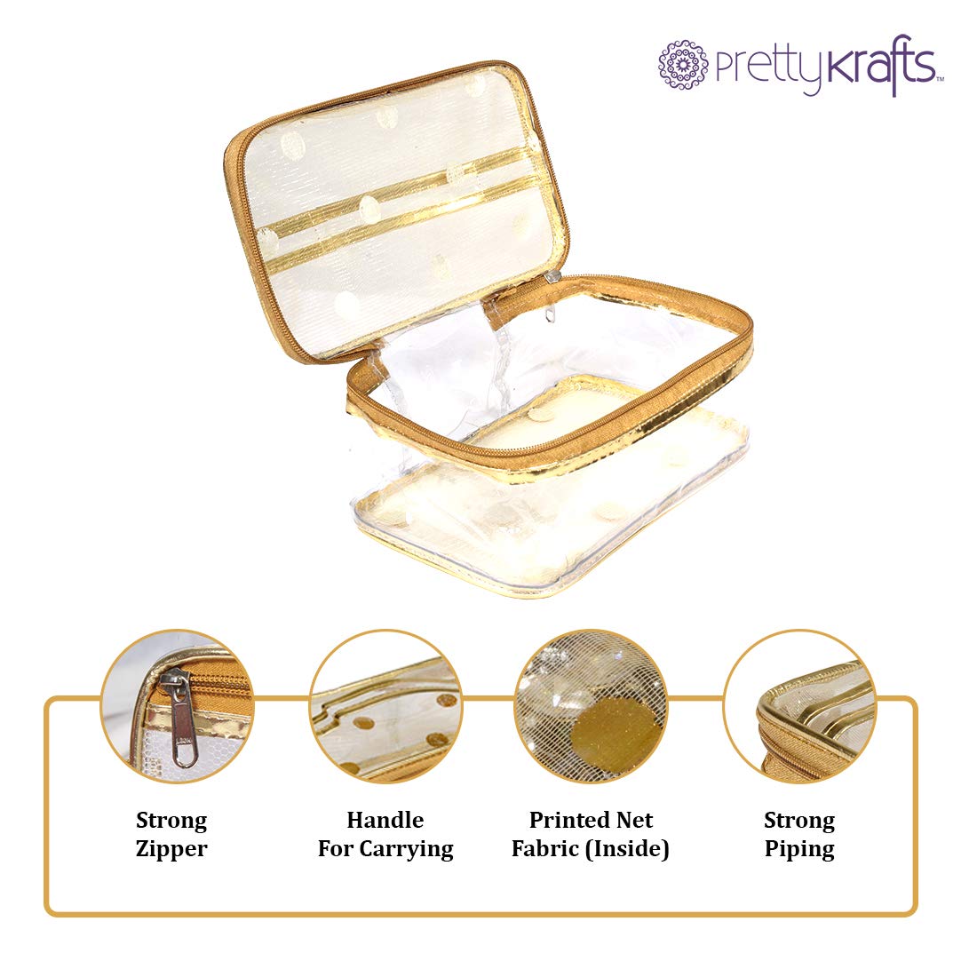 PrettyKrafts Set of 3 Multipurpose Transparent Pouch