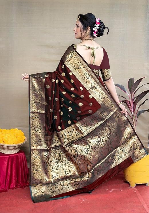 Sugathari Women's Banarasi Saree Pure Kanjivaram Silk Saree