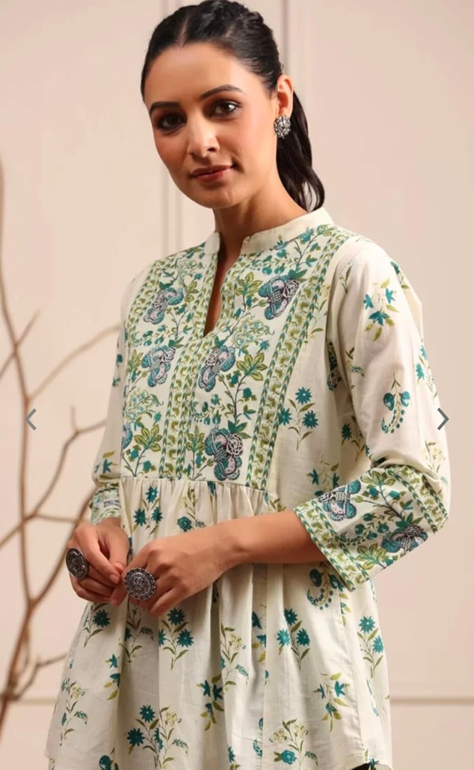 Womens Cotton Printed Anarkali Short Top Kurti
