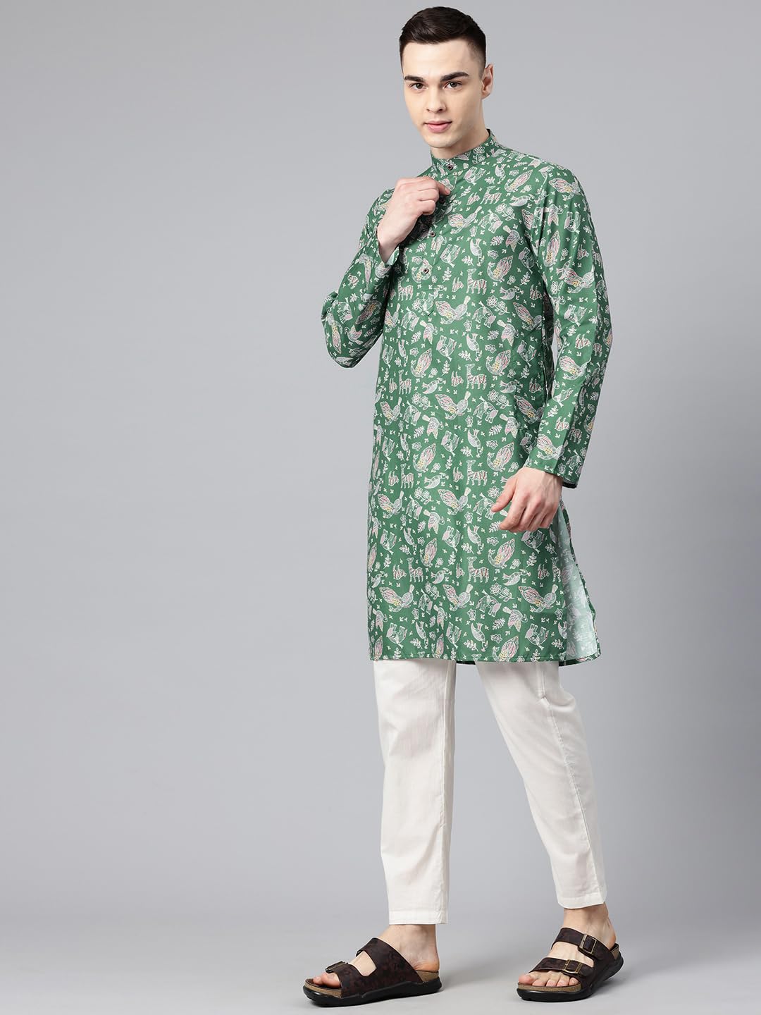 Luxrio Printed Kurta for Men Cotton Blend Linen
