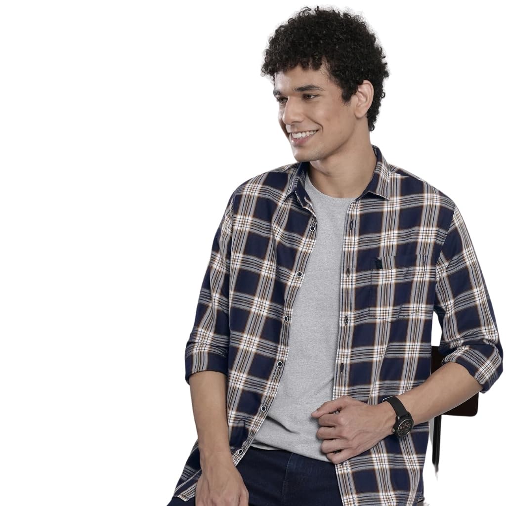 The Indian Garage Co Men's Cotton Regular Fit Checkered