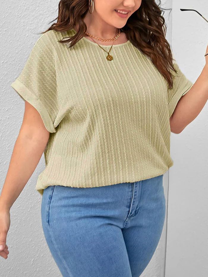 Zilcon Womens Dressy Casual Business Work Tops Summer Half Sleeve Shirts Boat Neck Jacquared Tshirts