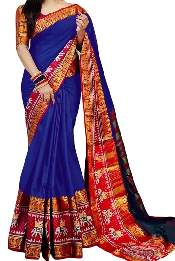 Women Cotton Silk Saree with unstitched blouse