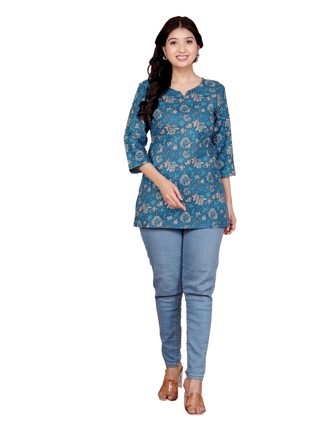 Women's Casual Jaipuri Cotton Printed Short Kurta