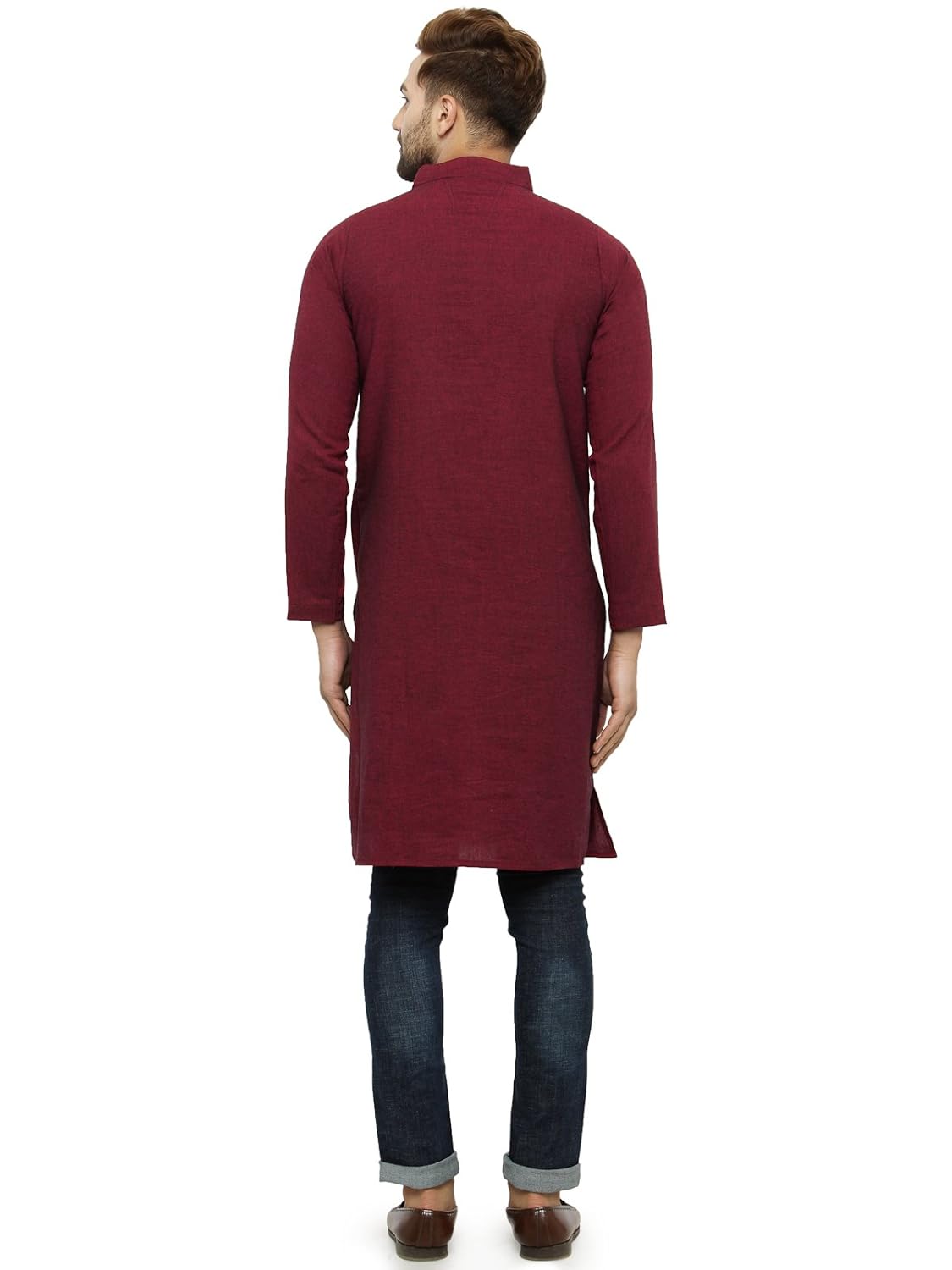 Enchanted Drapes Mens' Solid Cotton Long Kurta