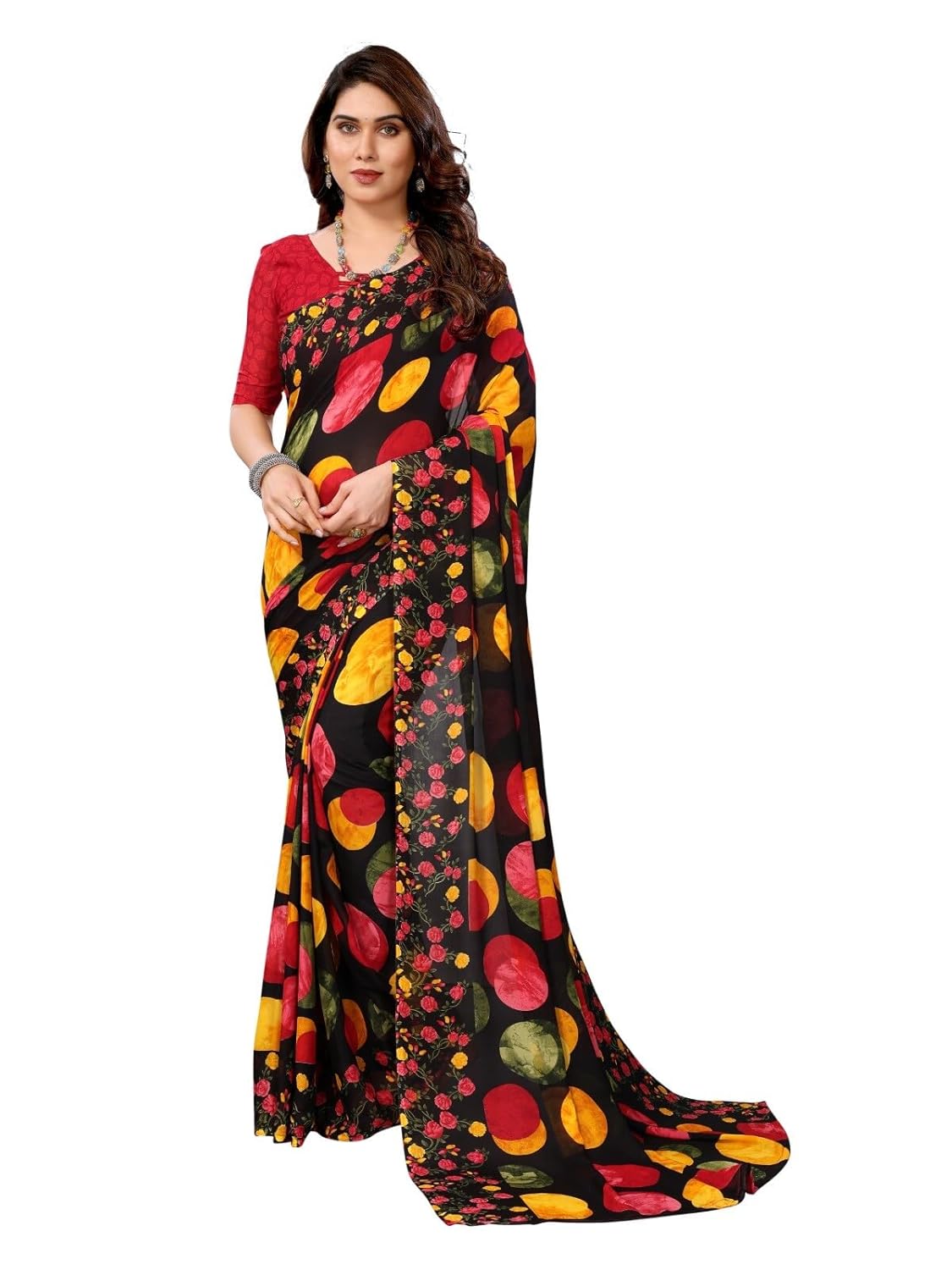 FASHION Women's Georgette Floral Printed Saree